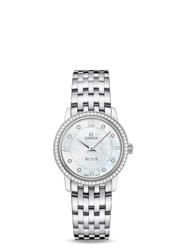 Omega De Ville Prestige Quartz 27.4 Stainless Steel / MOP / Bracelet / Diamond